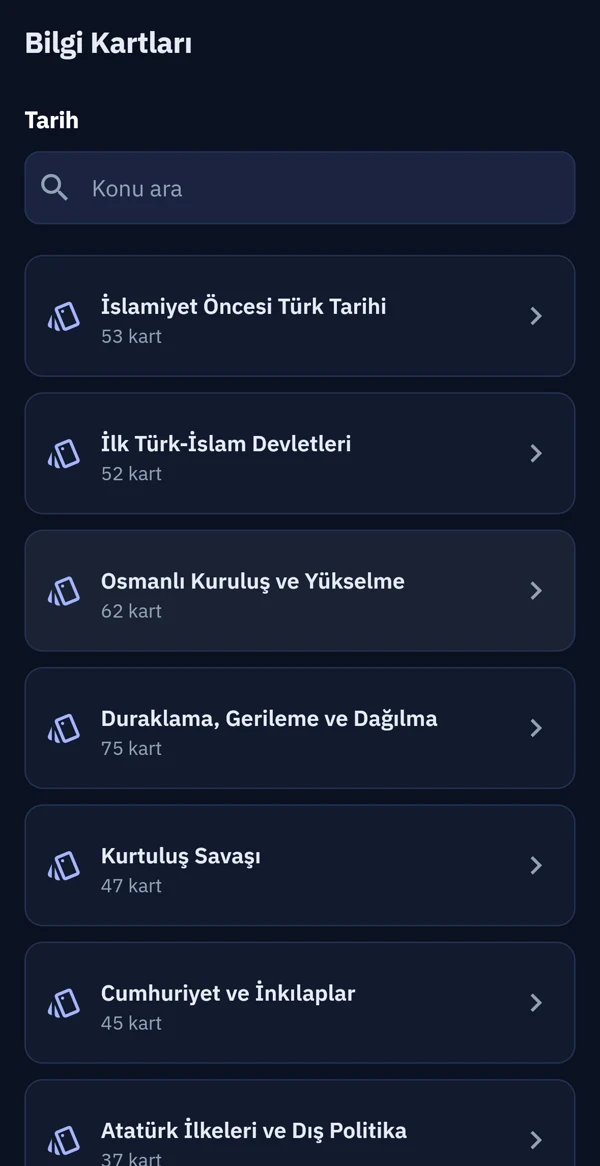 Konuya ait bilgi kartı ve tekrar araçları