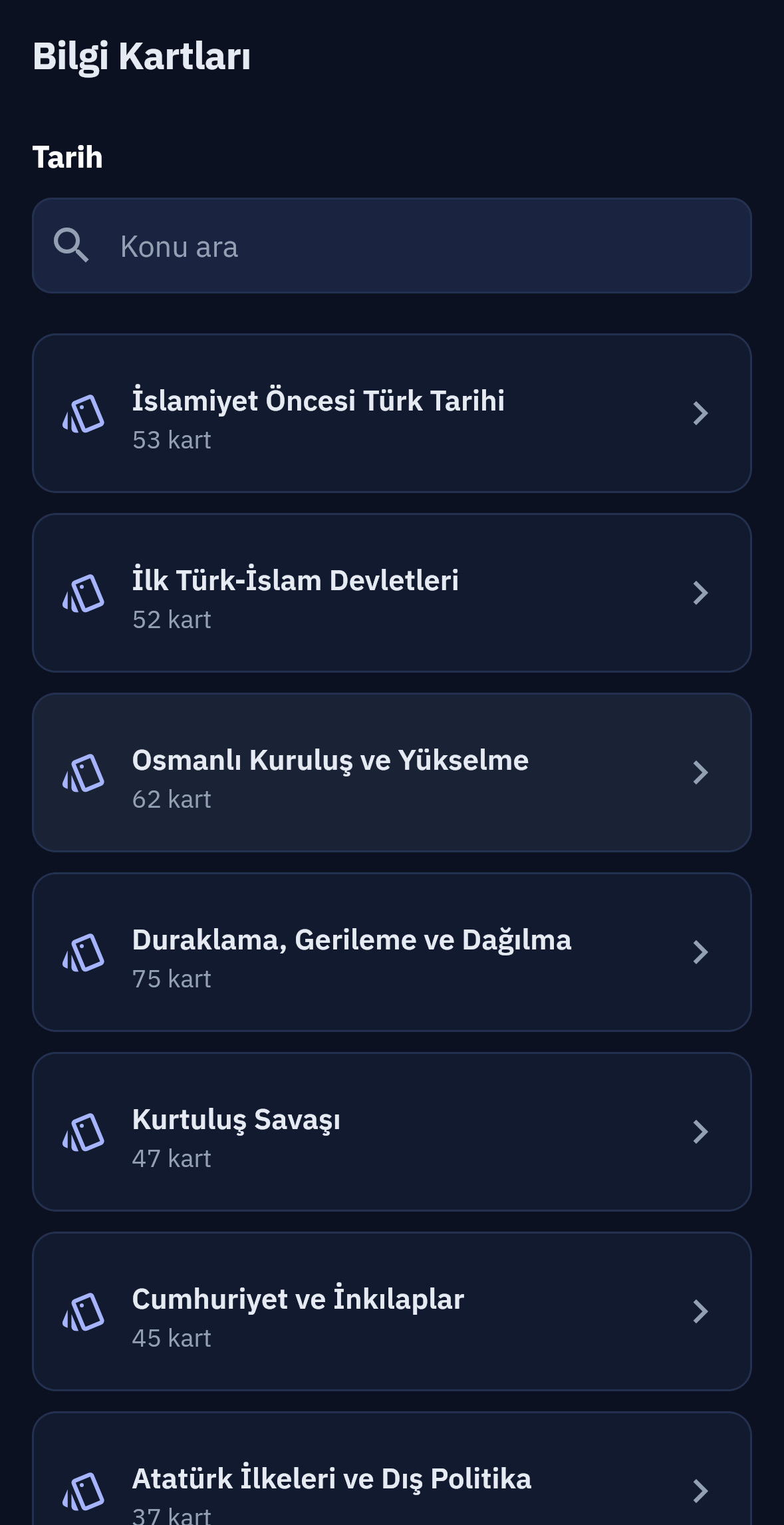 Konuya ait bilgi kartı ve tekrar araçları