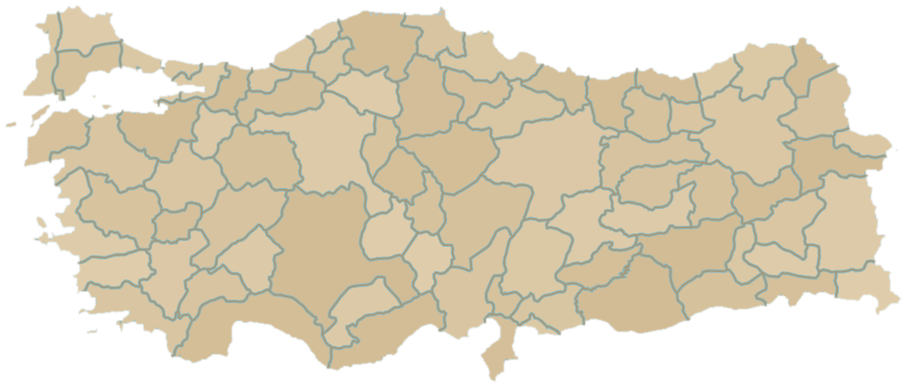 Türkiye il sınırlarıyla harita görünümü