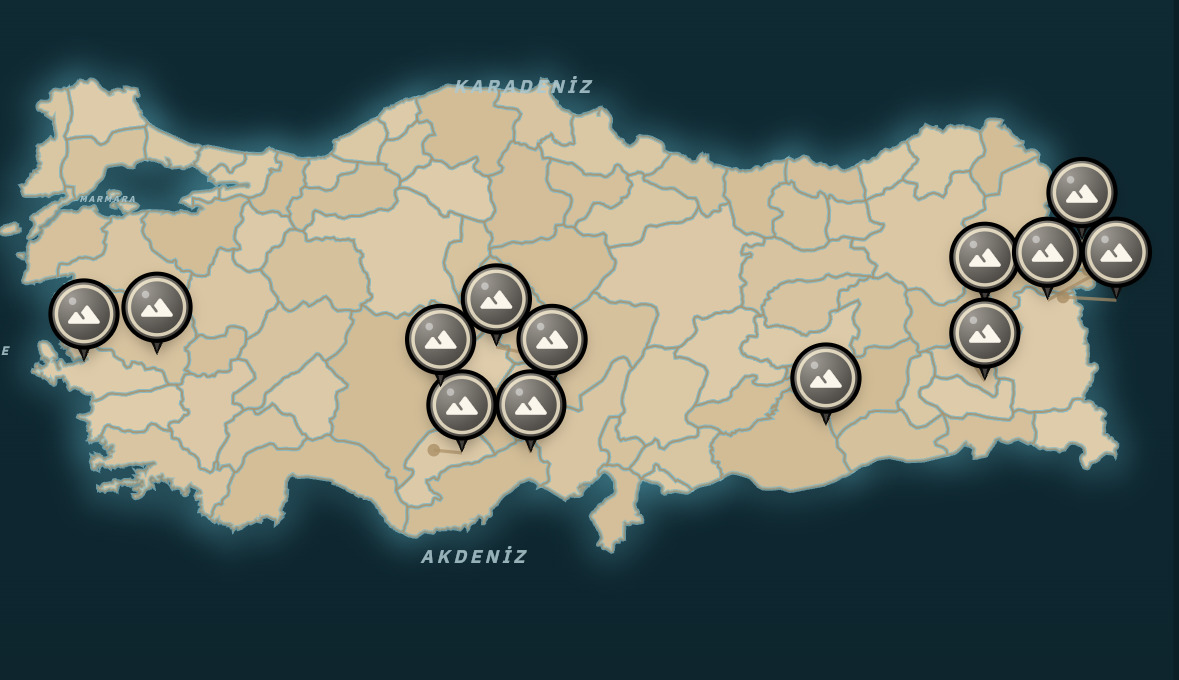 Türkiye haritasında Erciyes seçimi